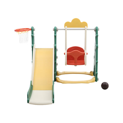 94cm H 4-in-1 Kids Swing and Slide Set, with Basketball Hoop