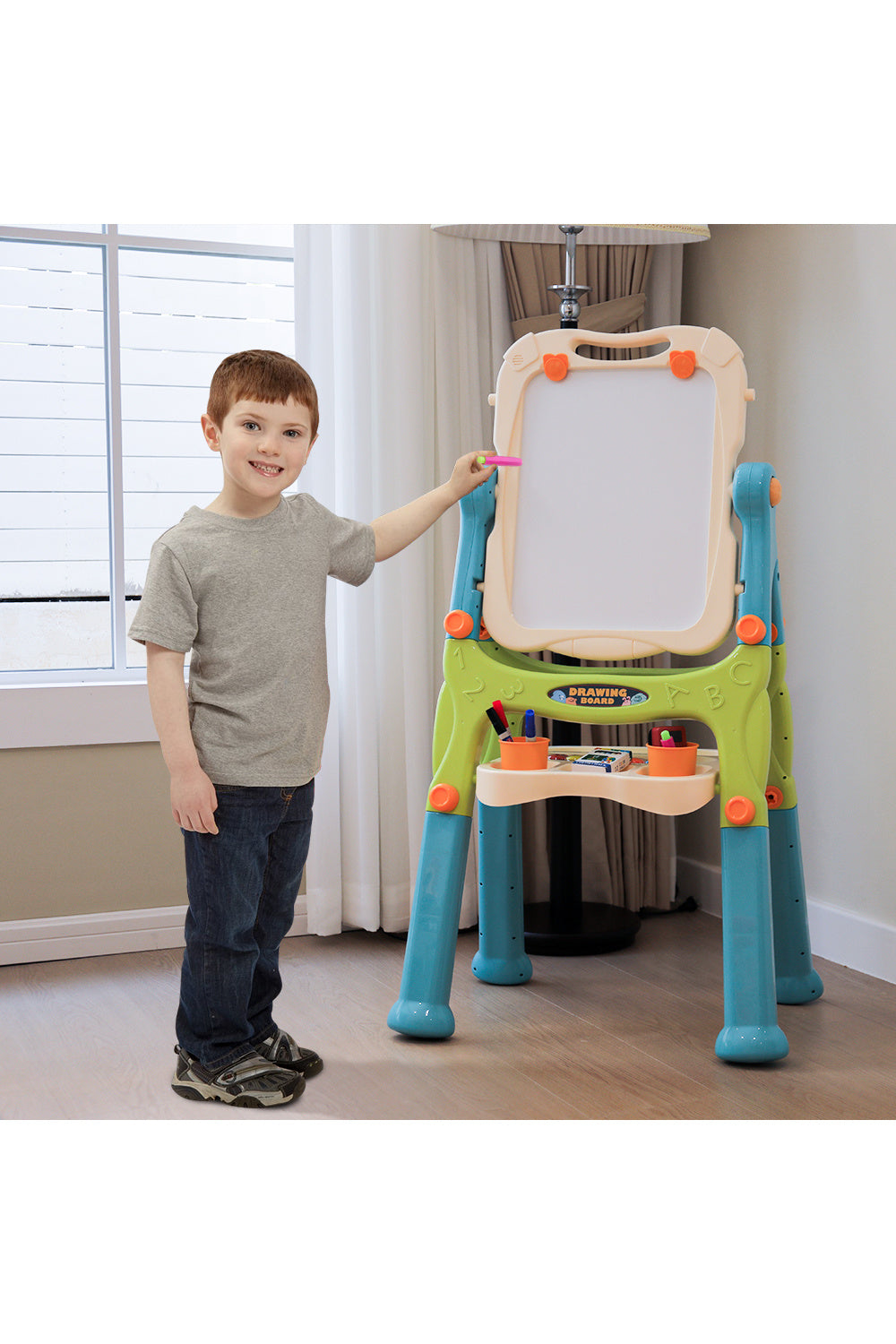 85cm H-112cm H Kids Double-Sided Adjustable Drawing Magnetic Easel