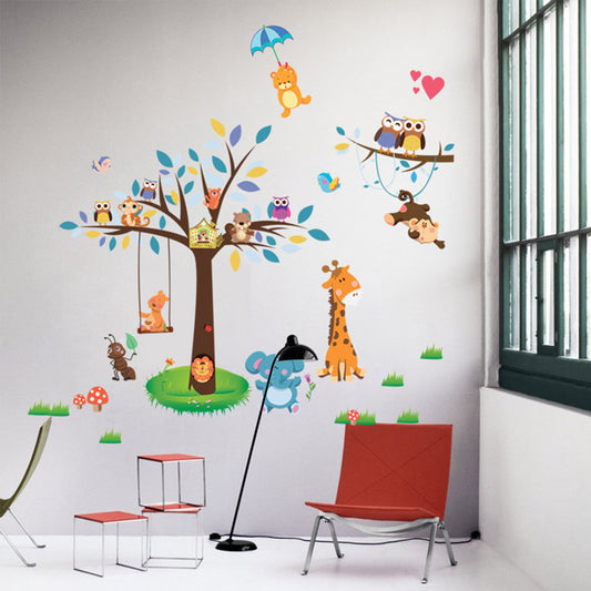 79cm L x 128cm W Forest Paradise and Creative Cartoon Animal  Wall Sticker, for Kids