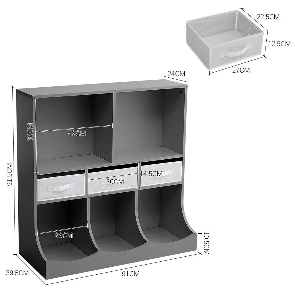 91cm W 3-Tier Open Style Toy and Book Storage Cabinet