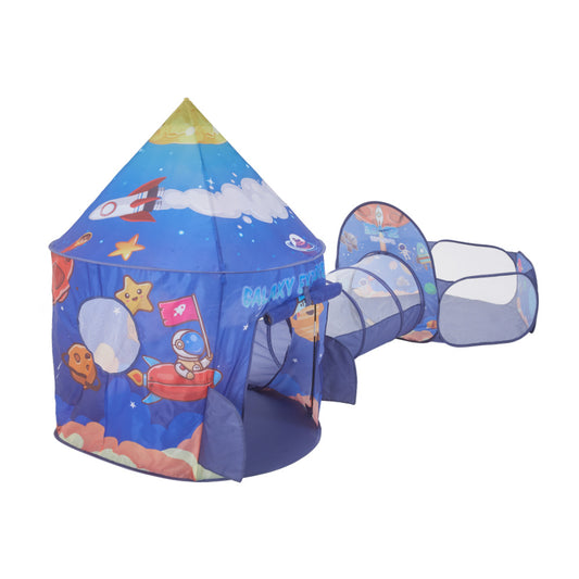3 in 1 Aerospace Theme Play Tent, with Play Tunnel and Ball Pit