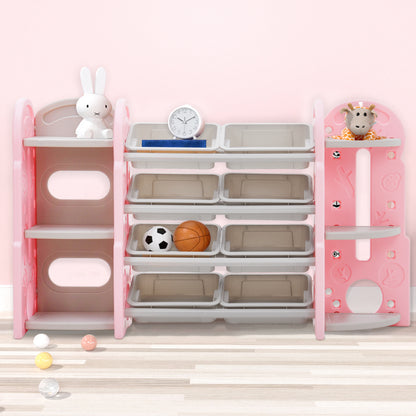 156cm W x 92 cm H Plastic Toy Storage Organizer and Bookshelf Combination, with 3 Tier Corner Shelf