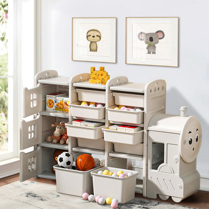 129cm W Cute Toys Storage Cabinet for Kids Floor Standing Bus