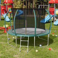 266cm high 12FT kids trampoline with safety enclosure net and ladder – full view