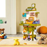 38 pcs kids pretend supermarket shopping playset with cash register – full view