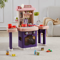 2 in 1 kids kitchen and sink playset with steam and water features – full view