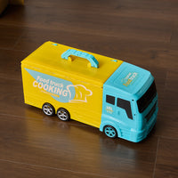 2-in-1 kids pretend play kitchen truck with light and music – full view