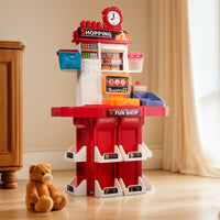 38 pcs kids pretend supermarket shopping playset with scanner – full view