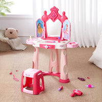 Kids castle dressing table playset with mirror, lights, sounds, and accessories – full view