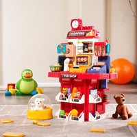 83 pcs accessories kids pretend 2 in 1 kitchen supermarket playset – full view