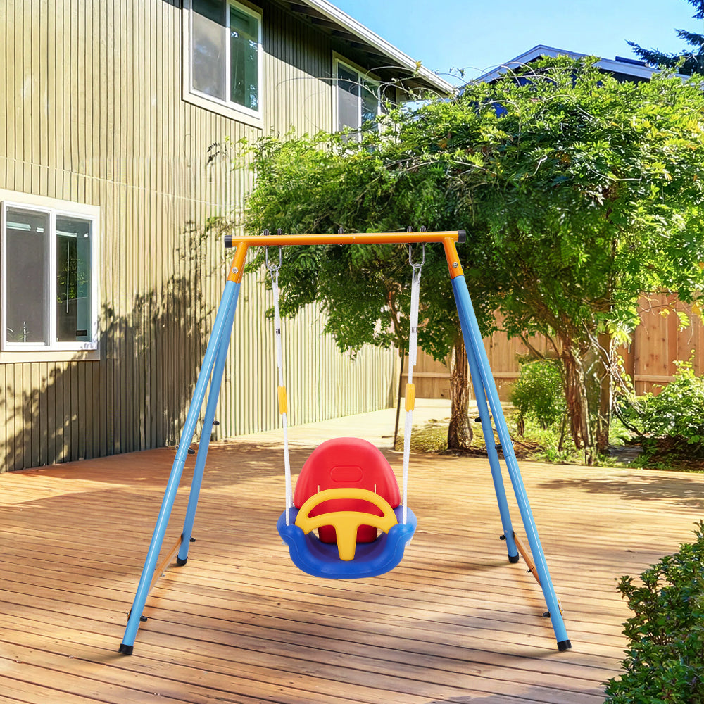 3-in-1 detachable outdoor kids swing with ropes – full view