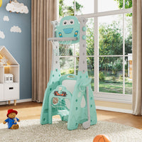 Indoor Scene of Kids Adjustable Basketball Hoop Multi Sports Activity Set with Drawing Board