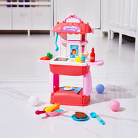 Portable kitchen cookhouse toy set for kids with utensils and accessories – full view