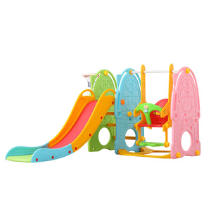 105cm High Toddler Slide and Swing Set with Basketball Hoop
