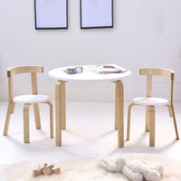 50cm high kids play table and chair set – birch and poplar wood – front view