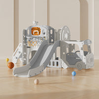 111cm H Kid Climber Slide Playset with Basketball Hoop