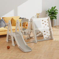 126cm H 8-in-1 Kid Swing and Slide Set with Whiteboard and Building Block Baseplate
