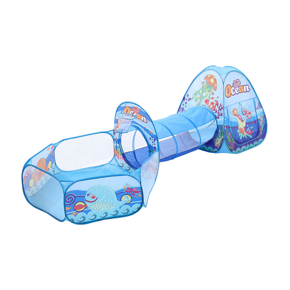 3-in-1 pop up kids play tent set with tunnel and ball pit