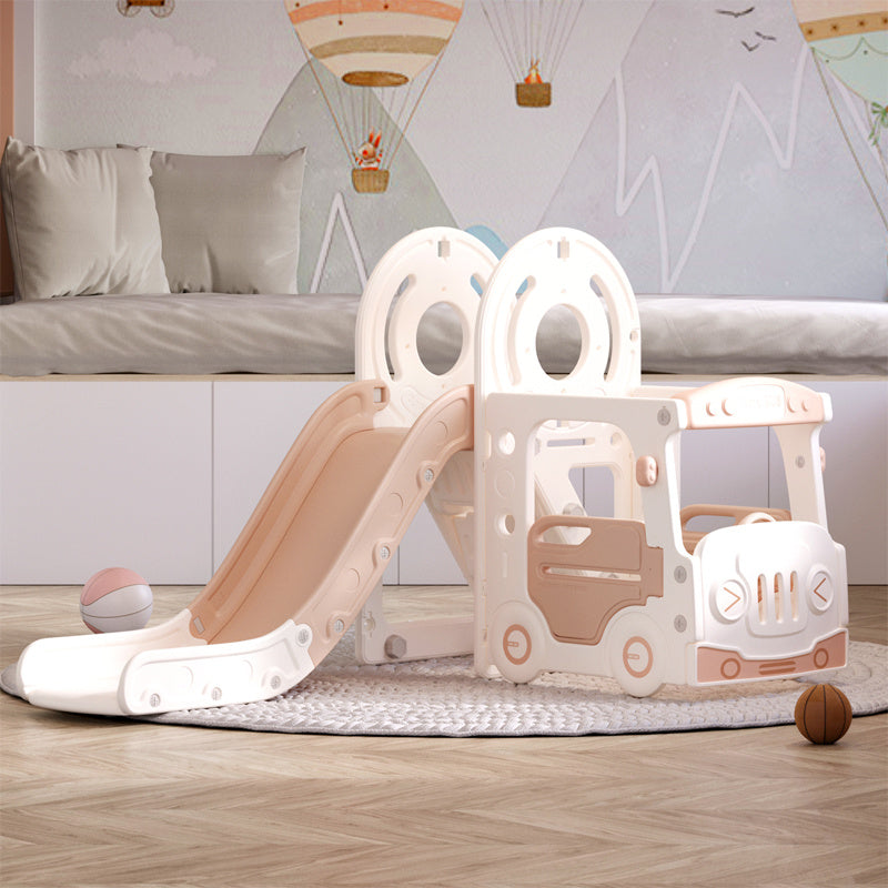 110cm 2-in-1 kids slide and climber playset with basketball hoop – front view