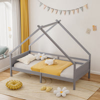 197cm W x 97cm D Kids Bed with House Frame Pine Wood