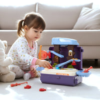 3 in 1 Kids Fishing Bus Toy Playset with Slide Sea Animals and Storage