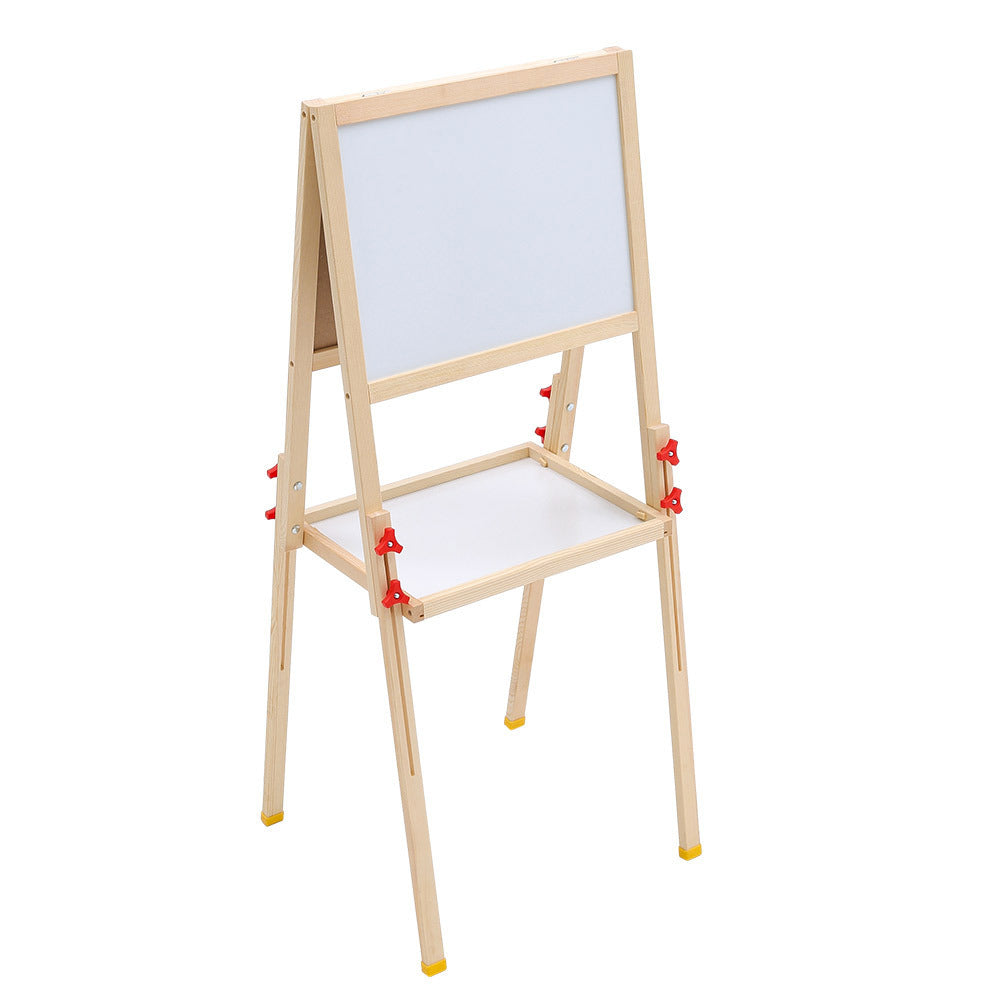 Adjustable double-sided kids art easel with chalkboard and whiteboard