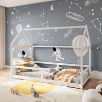197cm W x 99cm D Kids Pine Wood House Bed