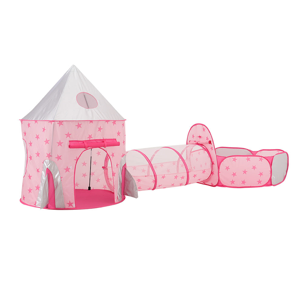 3-in-1 kids pop up play tent set with tunnel and ball pit