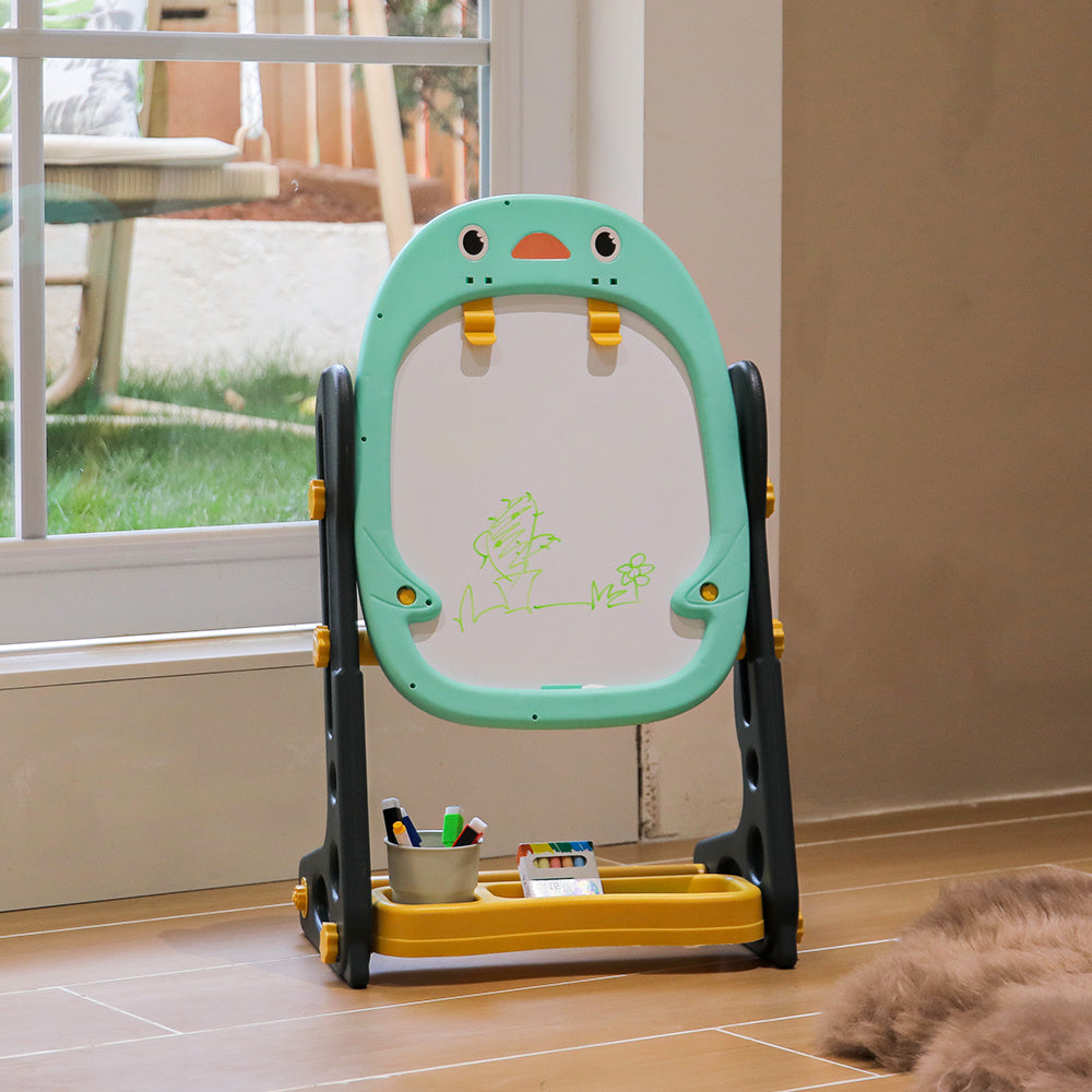 58–68cm kids double-sided magnetic drawing easel with board games – lifestyle display