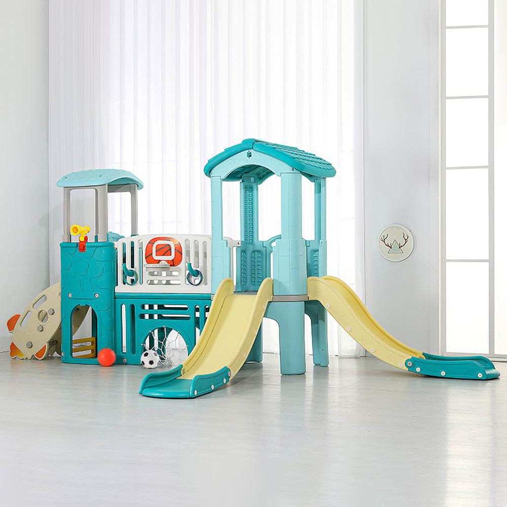 180cm H Kids Slide and Climber Playset with Balls and Ring Toss – Main Lifestyle Image
