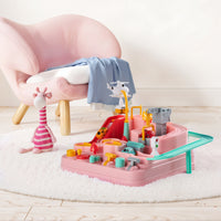 Car adventure toy set with rotating platform and 4 mini cars – full view