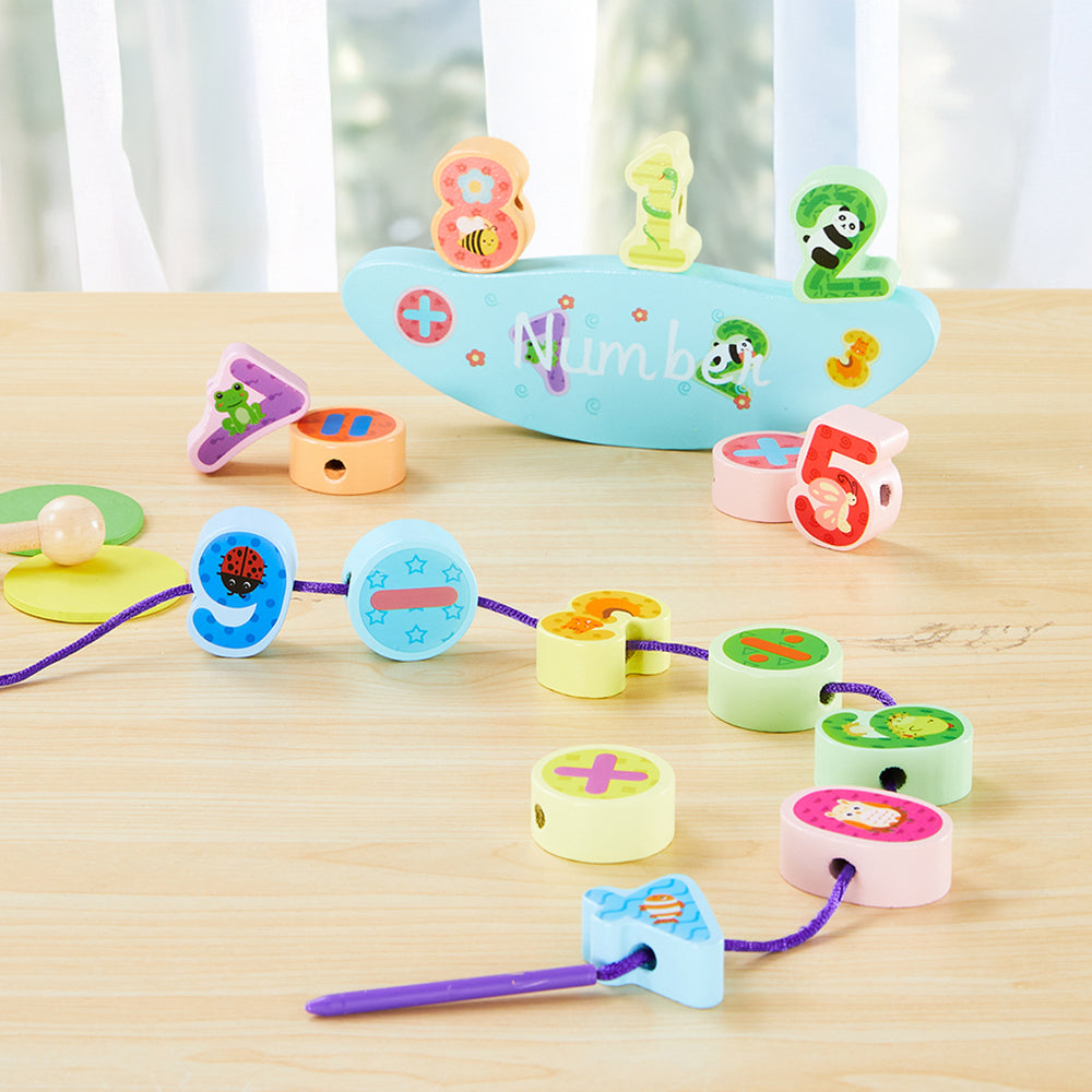 Wooden balancing blocks educational set for kids early learning toy – full view