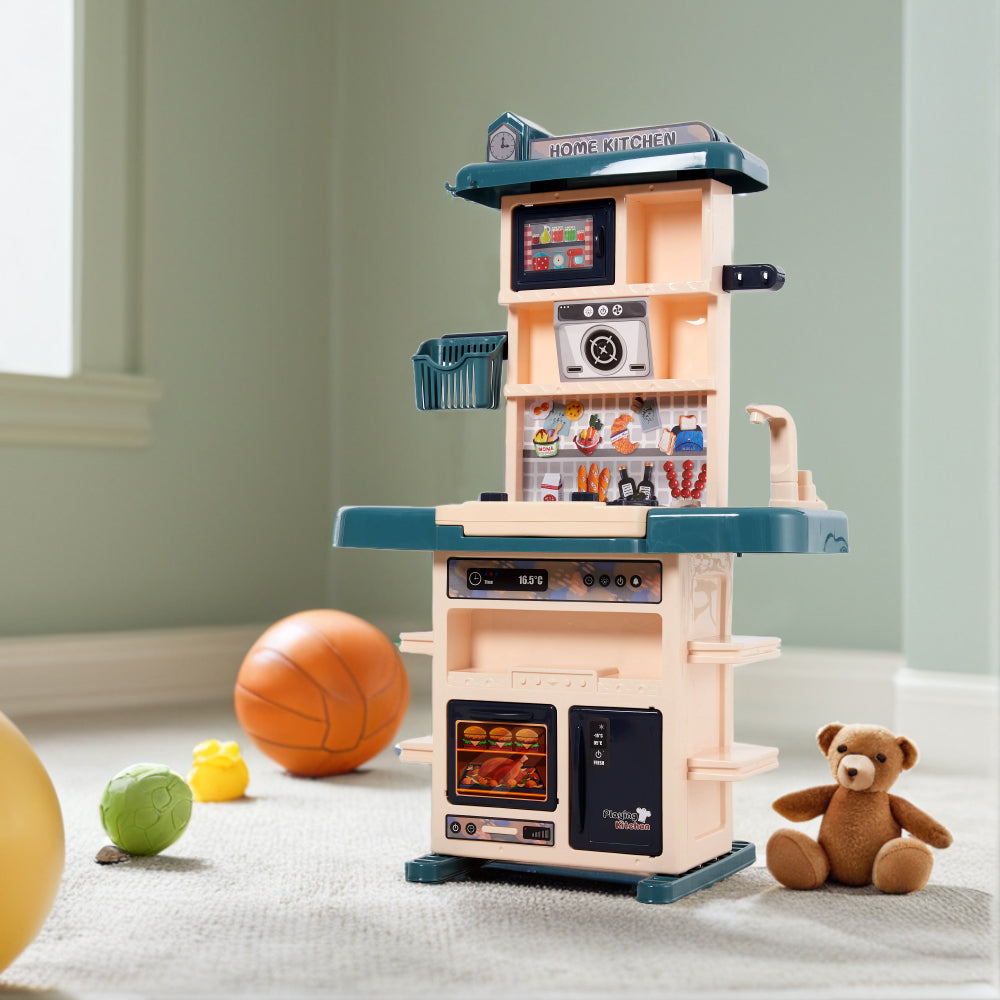 Kids pretend kitchen playset with steam sound and running water – full view
