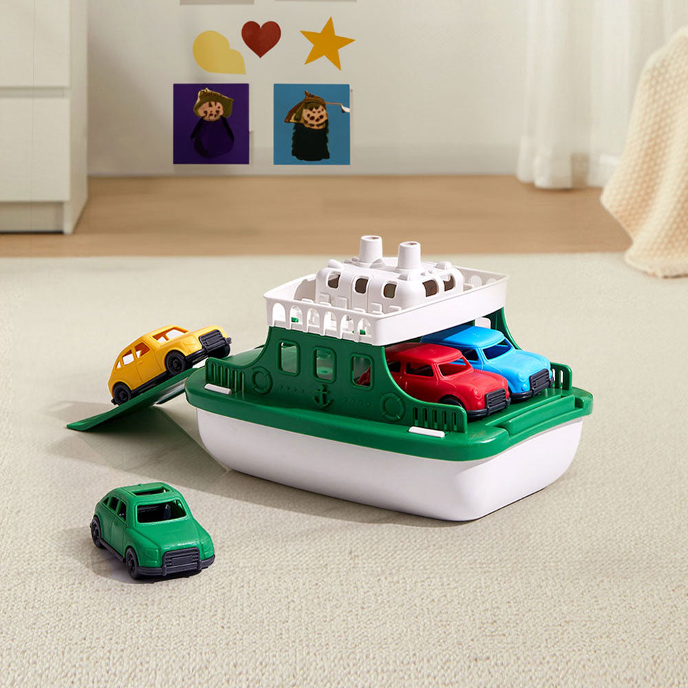 Car Ferry Toy Set for Bath Time Fun with Water-Squirting Ramp
