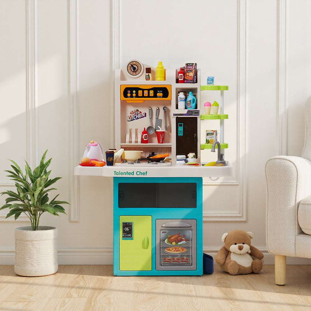 Eco-Friendly Kids Pretend Kitchen Playset with Realistic Steam and Lights