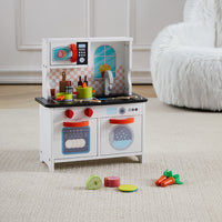 Wooden mini kitchen playset for kids Montessori pretend play – full view